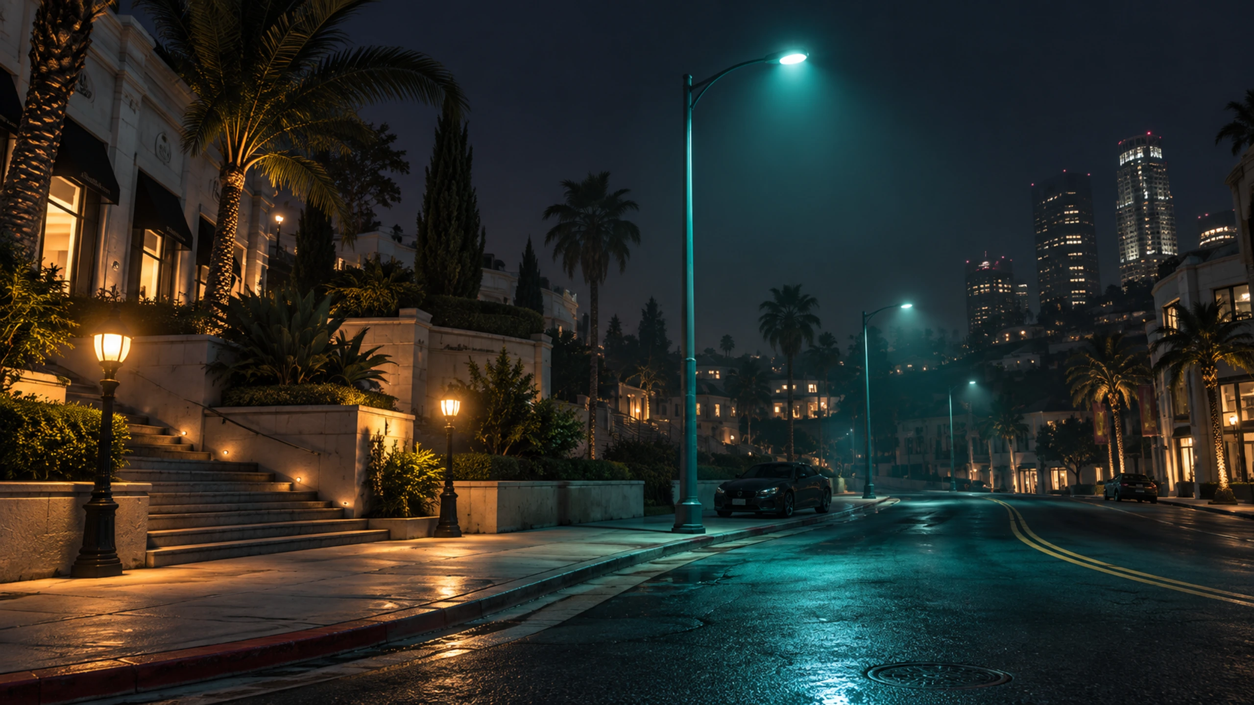 Bấm để xem toàn màn hình Streetlights — Teal & Gold
